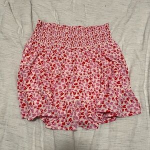 Sunkissed by Sunset Ivory Pink & Red Floral Mini Skirt Krista Horton X Pink Lily